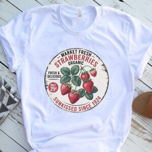Fresh Strawberries Vintage Tee - Organic Strawberry Shirt